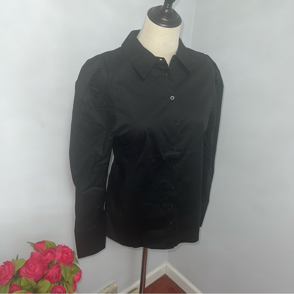 RACHEL ZOE Black Poplin Poof Sleeve Button Down Shirt - Size M - NWT- Reemoly - Picture 8 of 14